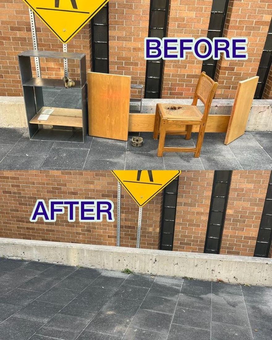 Desk and furniture cleared from a curbside